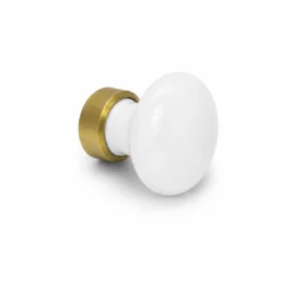Møbelknop i hvid porcelæn Ø30 mm med messing fod. K20001826