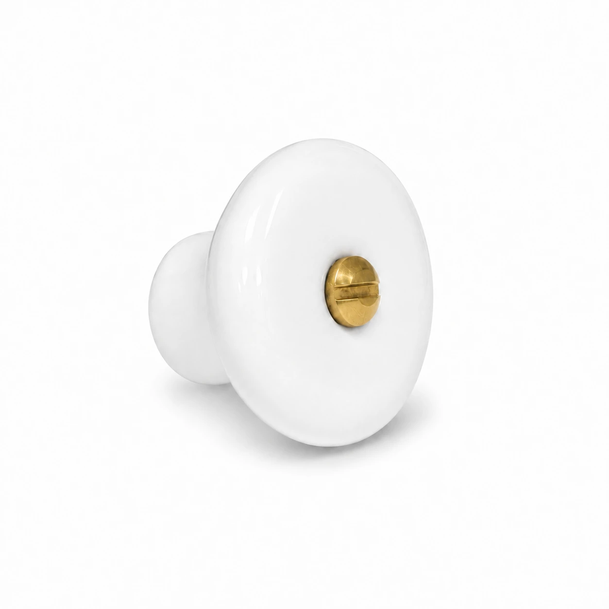 Møbelknop i hvid porcelæn Ø31 mm med flere skrueløsninger. K20001822 - Billede 3