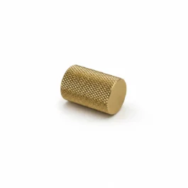 Møbelknop i mørk børstet messingfinish Ø17 mm.