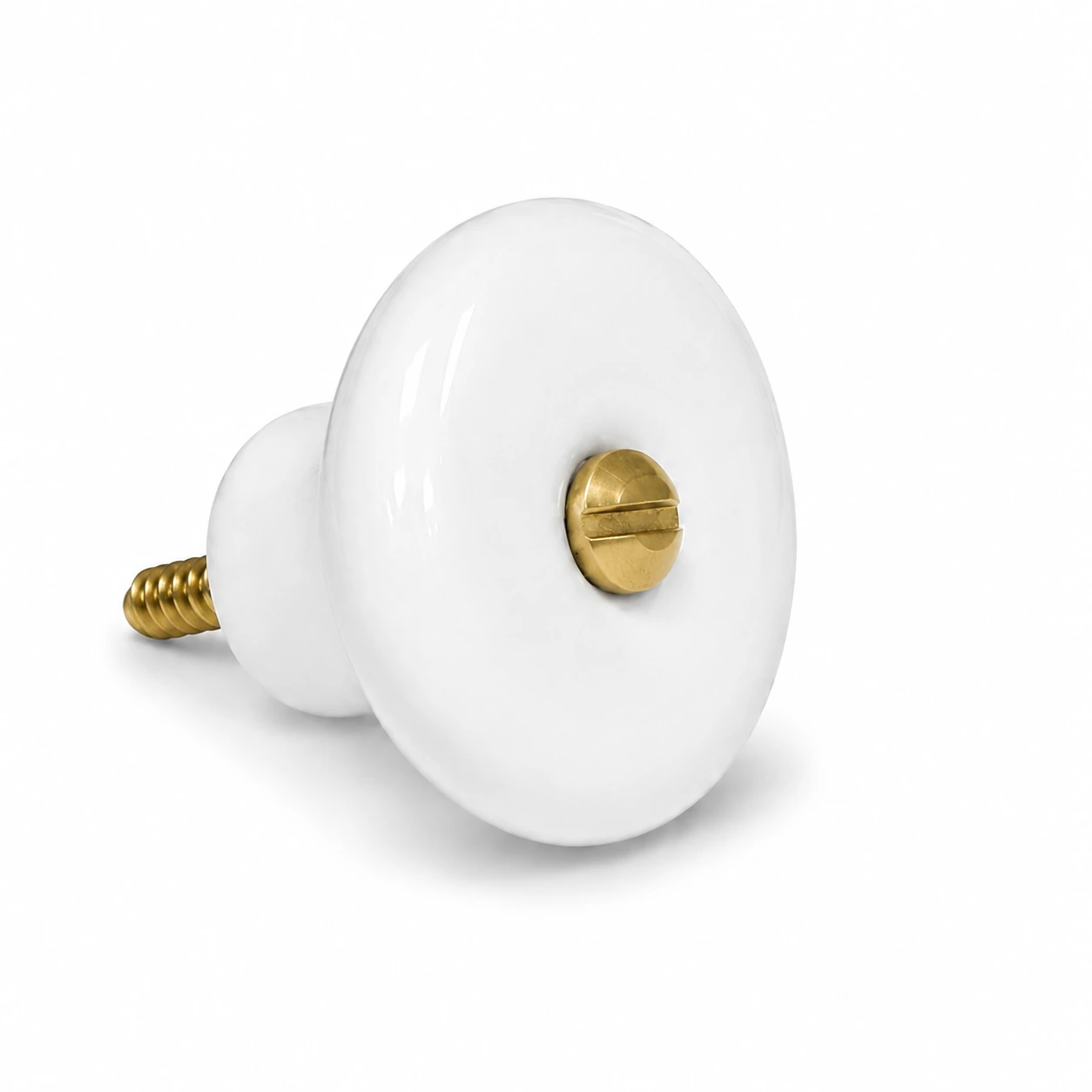 Møbelknop i hvid porcelæn Ø36 mm med flere skrueløsninger. K20001823 - Billede 2