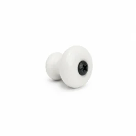 Møbelknop i hvid porcelæn Ø19 mm med sort skrue. K20001820