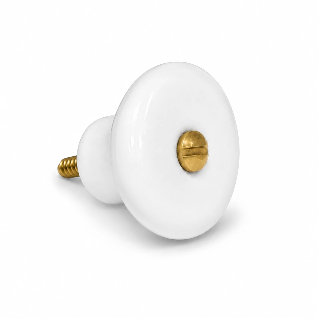 Møbelknop i hvid porcelæn Ø31 mm med flere skrueløsninger. K20001822 - Billede 2