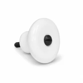 Møbelknop i hvid porcelæn Ø31 mm med flere skrueløsninger. K20001822