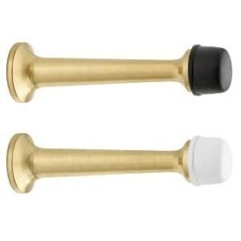 Dørstopper i børstet messing til væg. 78 mm. sort & hvid tip K23002643