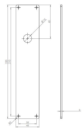 Langskilt i ubehandlet messing 220 mm. Eskan Søe-Jensen. 1300-036 - Billede 2