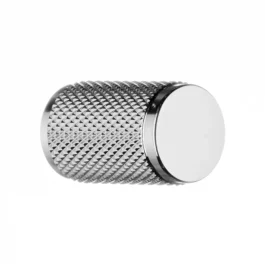 Møbelknop i poleret krom med riflet greb Ø17 mm. BK40009