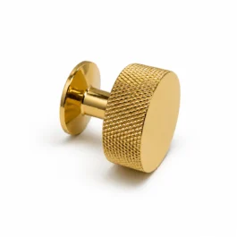 Riflet møbelknop i blank poleret messing uden lak Ø30 mm. K25000010